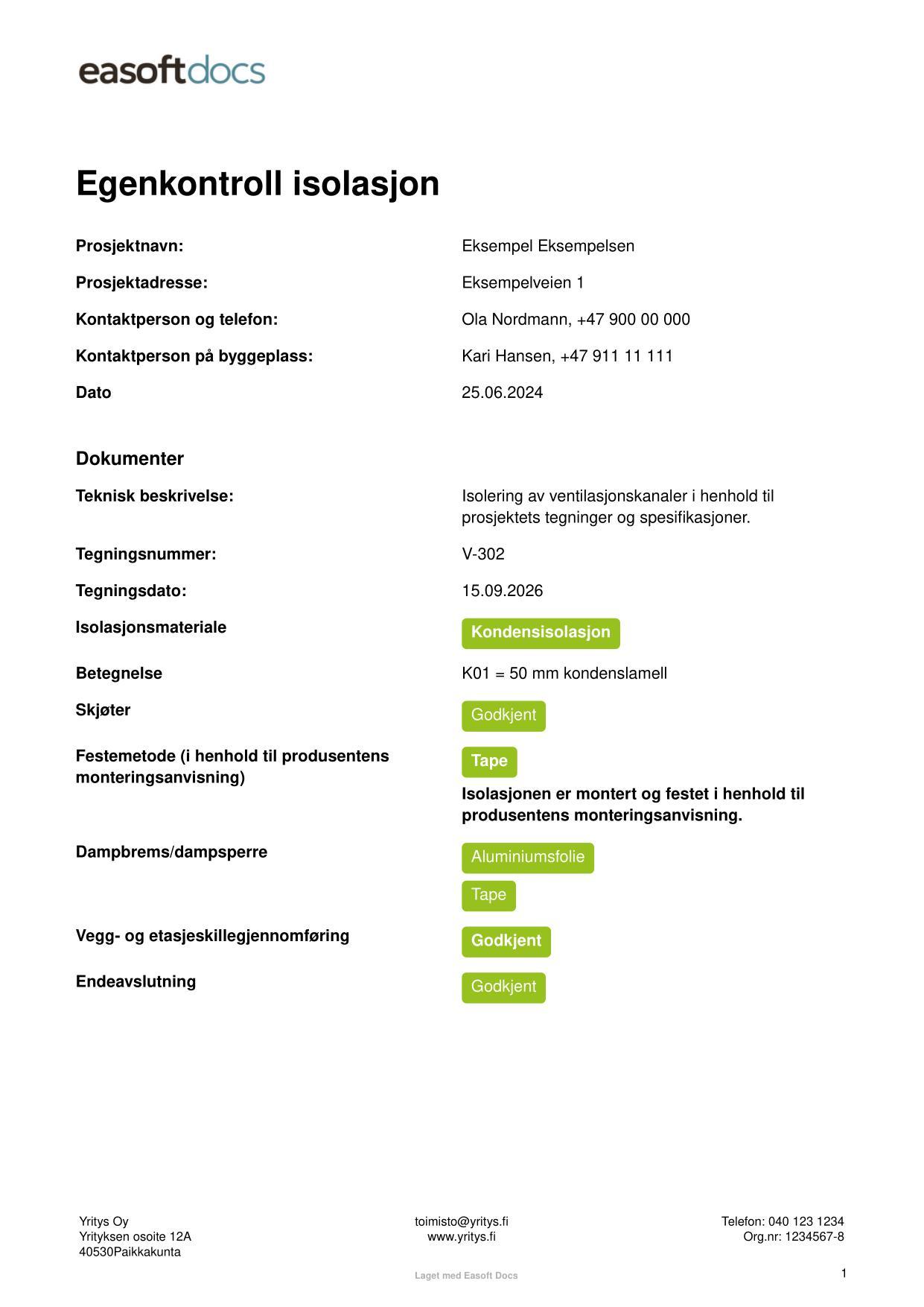 Egenkontroll isolasjon